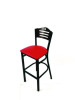 Eagle Series Barstool, Supports Up To 300 Lb, 28.5" Seat Height, Red Seat, Dark Walnut Back, Black Base