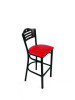 Eagle Series Barstool, Supports Up To 300 Lb, 28.5" Seat Height, Red Seat, Dark Walnut Back, Black Base