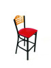 Eagle Series Barstool, Supports Up To 300 Lb, 28.5" Seat Height, Red Seat, Natural Back, Black Base
