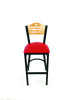 Eagle Series Barstool, Supports Up To 300 Lb, 28.5" Seat Height, Red Seat, Natural Back, Black Base