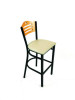 Eagle Series Barstool, Supports Up To 300 Lb, 28.5" Seat Height, Taupe Seat, Natural Back, Black Base