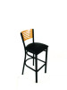 Jones River Series Barstool, Supports Up To 300 Lb, 28.5" Seat Height, Black Seat, Natural Back, Black Base