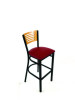 Jones River Series Barstool, Supports Up To 300 Lb, 28.5" Seat Height, Burgundy Seat, Natural Back, Black Base