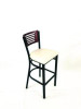 Jones River Series Barstool, Supports Up To 300 Lb, 28.5" Seat Height, Cream Seat, Dark Mahogany Back, Black Base