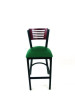 Jones River Series Barstool, Supports Up To 300 Lb, 28.5" Seat Height, Green Seat, Dark Mahogany Back, Black Base
