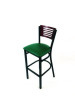 Jones River Series Barstool, Supports Up To 300 Lb, 28.5" Seat Height, Green Seat, Dark Mahogany Back, Black Base