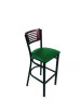 Jones River Series Barstool, Supports Up To 300 Lb, 28.5" Seat Height, Green Seat, Dark Mahogany Back, Black Base