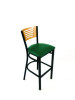 Jones River Series Barstool, Supports Up To 300 Lb, 28.5" Seat Height, Green Seat, Natural Back, Black Base