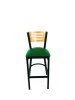 Jones River Series Barstool, Supports Up To 300 Lb, 28.5" Seat Height, Green Seat, Natural Back, Black Base