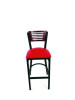 Jones River Series Barstool, Supports Up To 300 Lb, 28.5" Seat Height, Red Seat, Dark Mahogany Back, Black Base