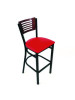 Jones River Series Barstool, Supports Up To 300 Lb, 28.5" Seat Height, Red Seat, Dark Mahogany Back, Black Base