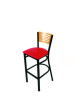 Jones River Series Barstool, Supports Up To 300 Lb, 28.5" Seat Height, Red Seat, Natural Back, Black Base