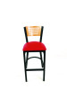 Jones River Series Barstool, Supports Up To 300 Lb, 28.5" Seat Height, Red Seat, Natural Back, Black Base