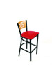 Jones River Series Barstool, Supports Up To 300 Lb, 28.5" Seat Height, Red Seat, Natural Back, Black Base