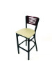 Jones River Series Barstool, Supports Up To 300 Lb, 28.5" Seat Height, Taupe Seat, Dark Mahogany Back, Black Base