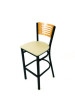 Jones River Series Barstool, Supports Up To 300 Lb, 28.5" Seat Height, Taupe Seat, Natural Back, Black Base