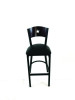 Liberty Series Barstool, Supports Up To 300 Lb, 28.5" Seat Height, Black Seat, Dark Mahogany Back, Black Base