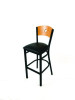 Liberty Series Barstool, Supports Up To 300 Lb, 28.5" Seat Height, Black Seat, Natural Back, Black Base