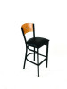 Liberty Series Barstool, Supports Up To 300 Lb, 28.5" Seat Height, Black Seat, Natural Back, Black Base