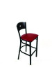 Liberty Series Barstool, Supports Up To 300 Lb, 28.5" Seat Height, Burgundy Seat, Dark Mahogany Back, Black Base