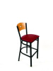 Liberty Series Barstool, Supports Up To 300 Lb, 28.5" Seat Height, Burgundy Seat, Natural Back, Black Base