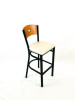 Liberty Series Barstool, Supports Up To 300 Lb, 28.5" Seat Height, Cream Seat, Natural Back, Black Base