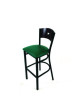 Liberty Series Barstool, Supports Up To 300 Lb, 28.5" Seat Height, Green Seat, Dark Mahogany Back, Black Base