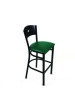 Liberty Series Barstool, Supports Up To 300 Lb, 28.5" Seat Height, Green Seat, Dark Mahogany Back, Black Base