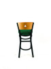 Liberty Series Barstool, Supports Up To 300 Lb, 28.5" Seat Height, Green Seat, Natural Back, Black Base