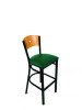 Liberty Series Barstool, Supports Up To 300 Lb, 28.5" Seat Height, Green Seat, Natural Back, Black Base