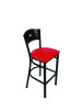 Liberty Series Barstool, Supports Up To 300 Lb, 28.5" Seat Height, Red Seat, Dark Mahogany Back, Black Base