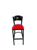 Liberty Series Barstool, Supports Up To 300 Lb, 28.5" Seat Height, Red Seat, Dark Mahogany Back, Black Base