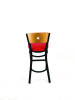 Liberty Series Barstool, Supports Up To 300 Lb, 28.5" Seat Height, Red Seat, Natural Back, Black Base
