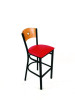 Liberty Series Barstool, Supports Up To 300 Lb, 28.5" Seat Height, Red Seat, Natural Back, Black Base