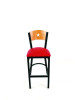 Liberty Series Barstool, Supports Up To 300 Lb, 28.5" Seat Height, Red Seat, Natural Back, Black Base