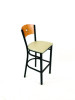 Liberty Series Barstool, Supports Up To 300 Lb, 28.5" Seat Height, Taupe Seat, Natural Back, Black Base