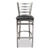 White Horse Series Barstools, Supports Up To 300 Lb, 29.5" Seat Height, Black Seat, Industrial Clear-Coat Steel Back/Frame