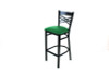 X Series Barstool, Supports Up To 300 Lb, 29.5" Seat Height, Green Seat, Black Back, Black Base