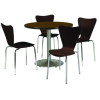 Pedestal Table With Four Espresso Jive Series Chairs, Round, 36" Dia x 29h, Walnut