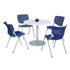 Pedestal Table With Four Navy Kool Series Chairs, Round, 36" Dia x 29h, Designer White