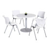Pedestal Table With Four White Kool Series Chairs, Round, 36" Dia x 29h, Designer White