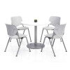 Pedestal Table With Four Light Gray Kool Series Chairs, Round, 36" Dia x 29h, Designer White