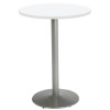 Pedestal Bistro Table With Four Burgundy Kool Series Barstools, Round, 36" Dia x 41h, Designer White