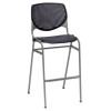 Pedestal Bistro Table With Four Black Kool Series Barstools, Round, 36" Dia x 41h, Designer White