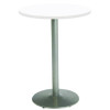 Pedestal Bistro Table With Four Yellow Kool Series Barstools, Round, 36"Dia x 41h, Designer White