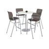 Pedestal Bistro Table With Four Brownstone Kool Series Barstools, Round, 36" Dia x 41h, Designer White