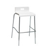 Pedestal Bistro Table With Four White Jive Series Barstools, Square, 36 x 36 x 41, Designer White