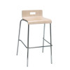 Pedestal Bistro Table With Four Natural Jive Series Barstools, Round, 36" Dia x 41h, Designer White