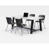 Midtown Dining Table With Four Black Kool Series Chairs, 36 x 72 x 30, Designer White