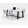 Midtown Dining Table With Four Light Gray Kool Series Chairs, 36 x 72 x 30, Designer White